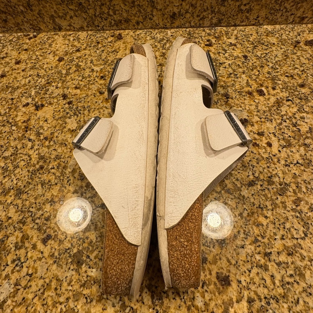 Birkenstock Arizona White Birkoflor Sandals Slides Size 41 US Wmns 10-10.5 Wide - Picture 6 of 11
